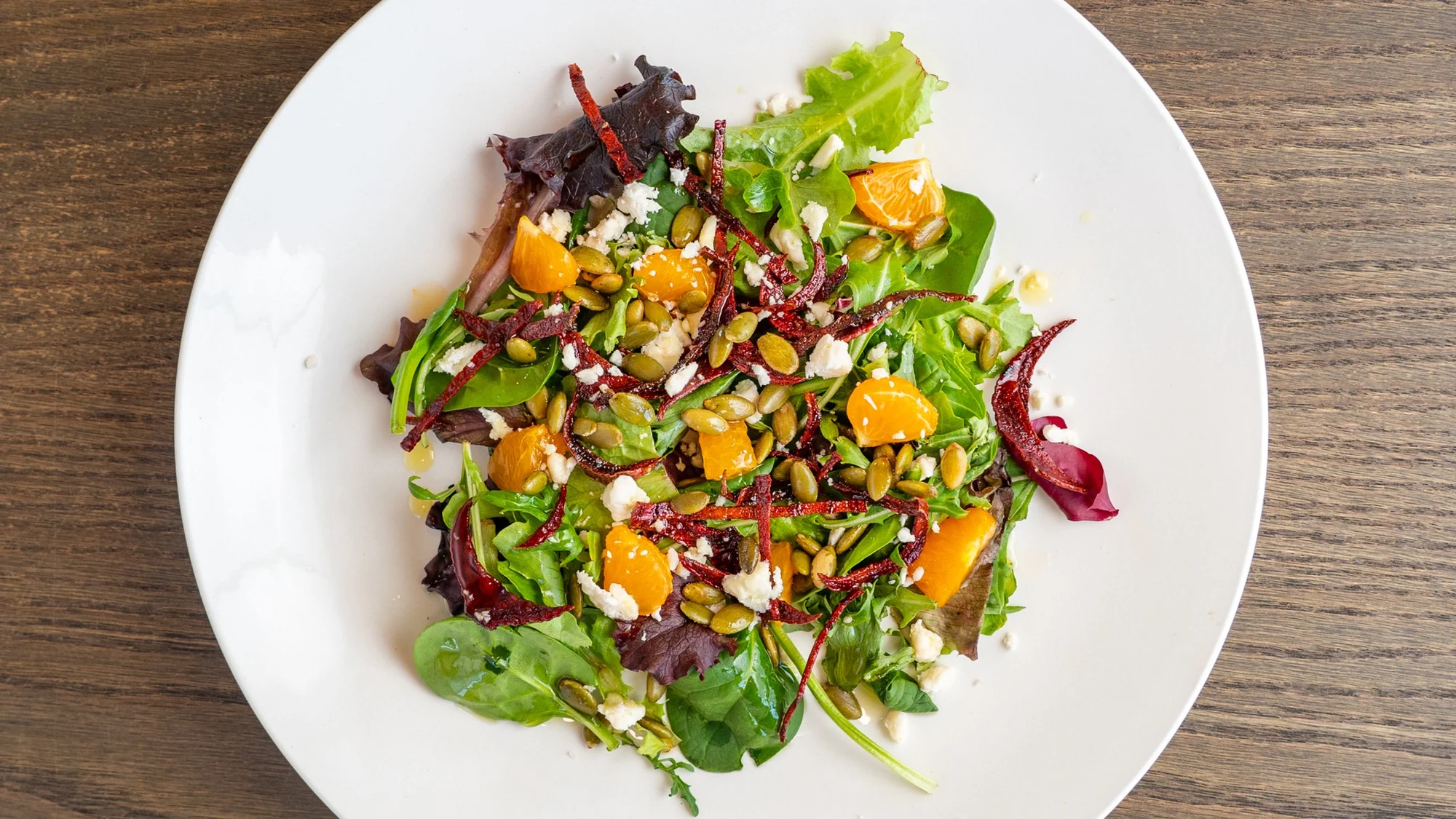 Orange and fried beet salad from Tiny Home Grill catering