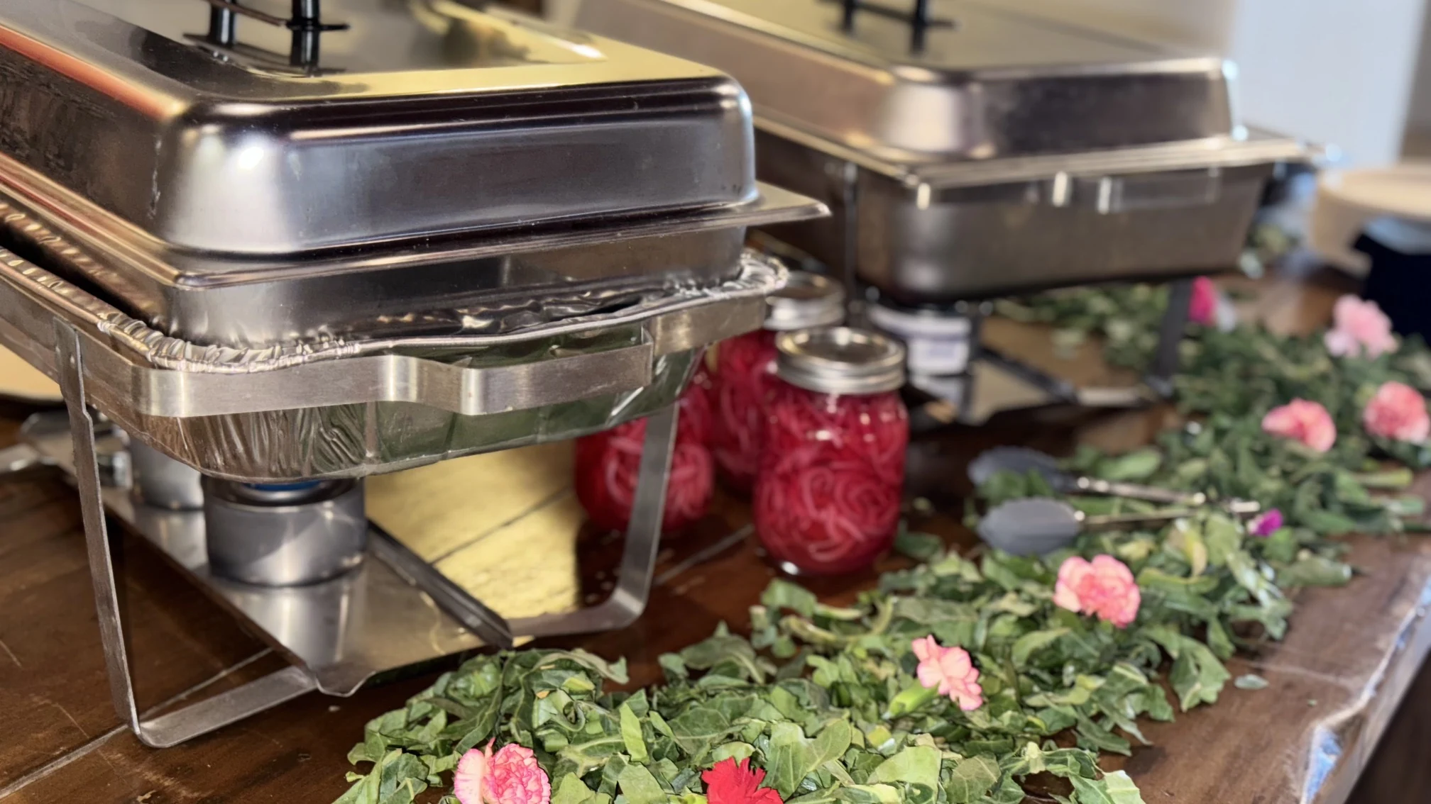 Warm buffet catering setup