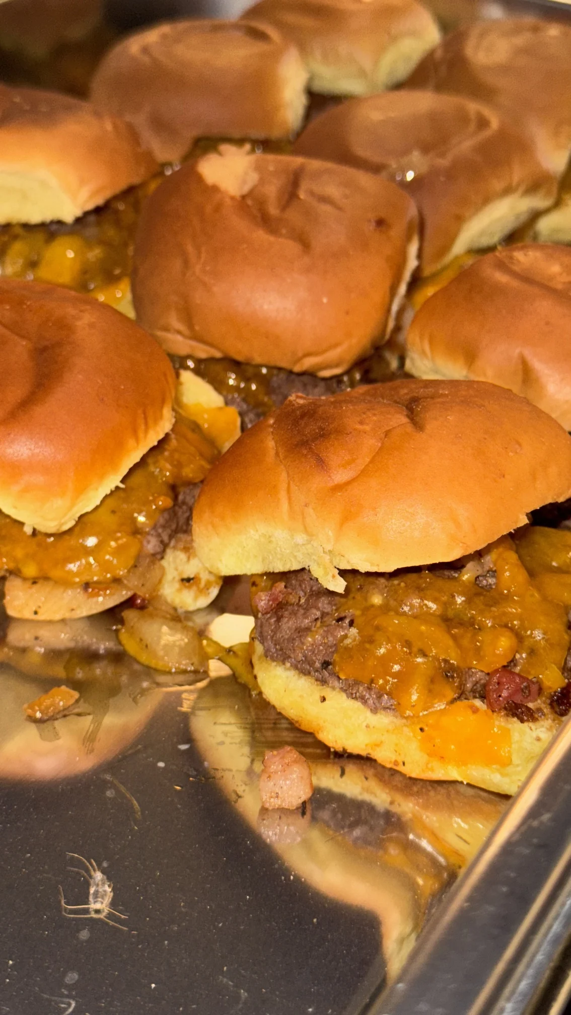 Tray of sliders prepared for an event